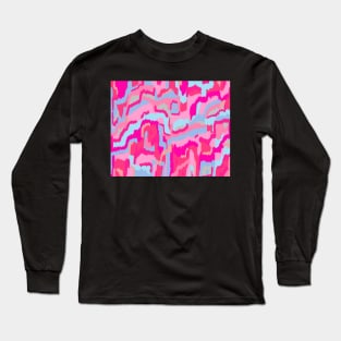 Hot Pink Digital Abstract Long Sleeve T-Shirt